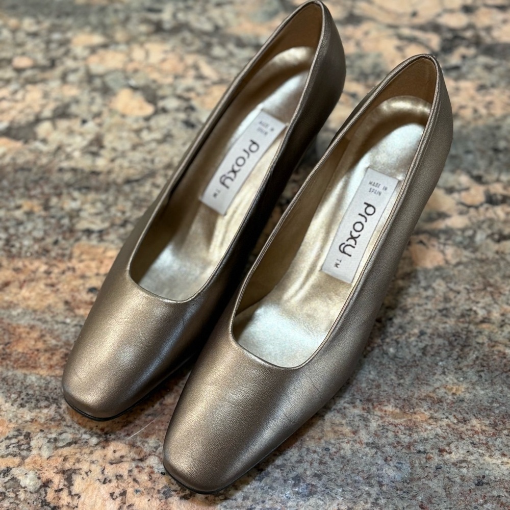 Proxy Bronze Square Toe Block Heel Pumps, Excellent Used Condition, 8N